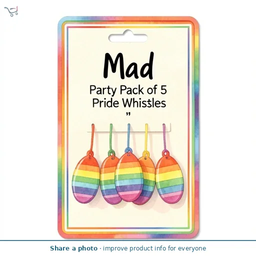 Mad Party Pack of 5 Pride Whistles