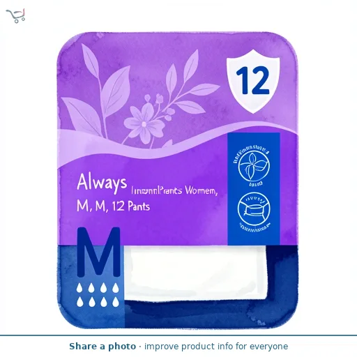 Always Incontinence Pants Women, Normal, M, 12 Pants