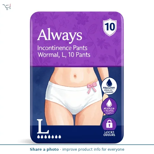 Always Incontinence Pants Women, Normal, L, 10 Pants