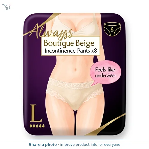Always Discreet Boutique Women Beige Plus L Incontinence Pants x8