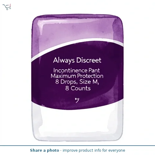 Always Discreet Incontinence Pant Maximum Protection 8 Drops, Size M, 8 Counts
