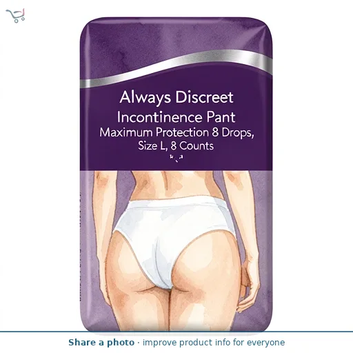 Always Discreet Incontinence Pant Maximum Protection 8 Drops, Size L, 8 Counts