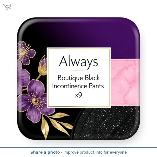 Always Discreet Boutique Underwear Incontinence Pants Plus Medium Black x9