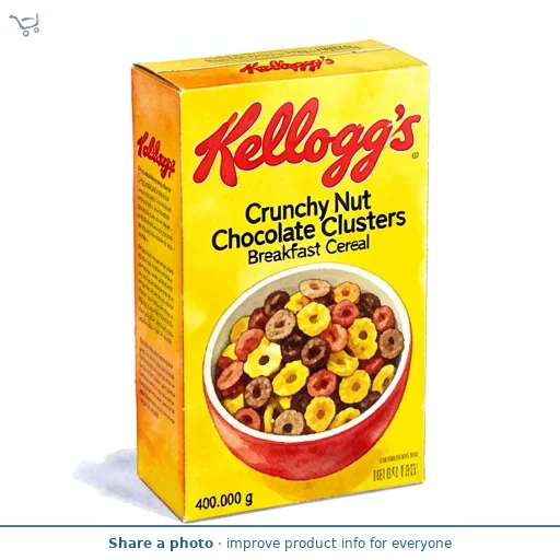 Kellogg's Crunchy Nut Chocolate Clusters Breakfast Cereal 400g