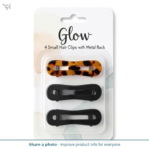 Glow 4 Small Hair Clips with Metal Back