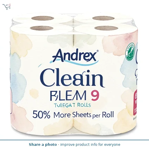 Andrex Classic Clean 9 Mega Toilet Rolls, 50% More Sheets Per Roll