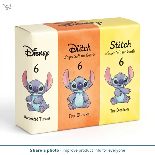 Disney Stitch 6 Packs of Super Soft and Gentle Decorated Tissues