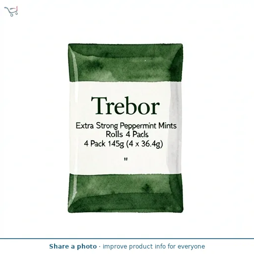 Trebor Extra Strong Peppermint Mints Rolls 4 Pack 145g (4 x 36.4g)