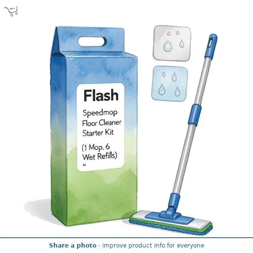 Flash Speedmop Floor Cleaner Starter Kit (1 Mop, 6 Wet Refills)