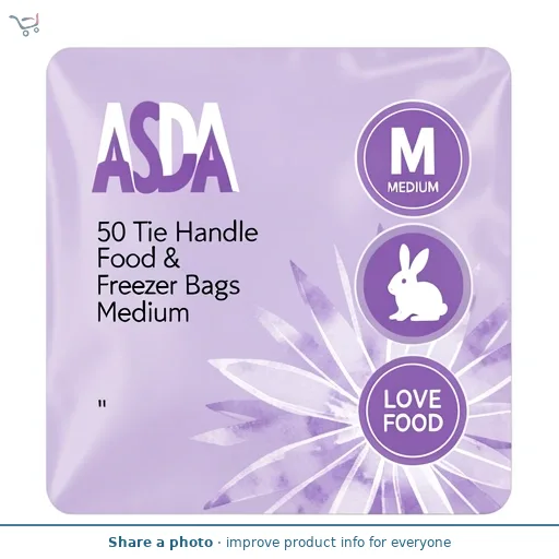 ASDA 50 Tie Handle Food & Freezer Bags Medium