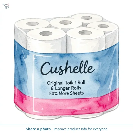 Cushelle Original Toilet Roll 6 Longer Rolls 50% More Sheets