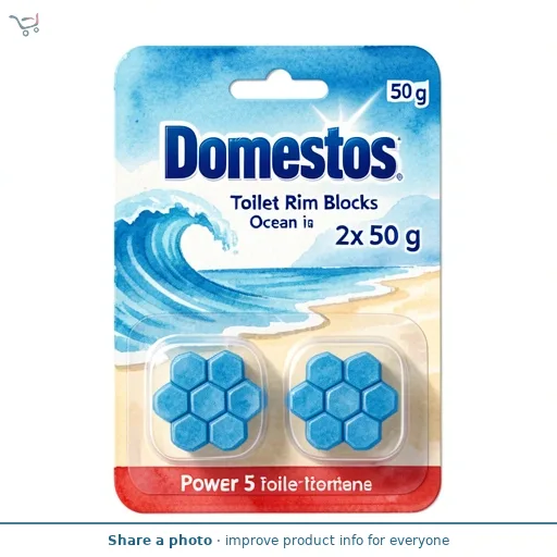 Domestos Power 5 Ocean Toilet Freshener Rim Block Cleaner Duo Pack x2 50g