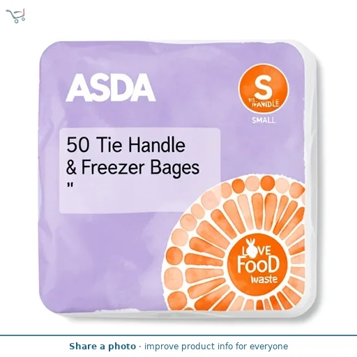 ASDA 50 Tie Handle Food & Freezer Bags Small