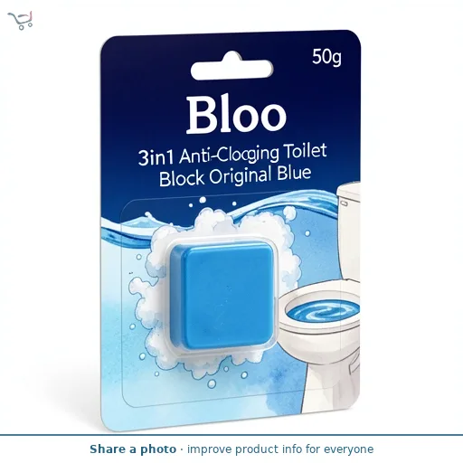 Bloo 3in1 Anti-Clogging Toilet Block Original Blue 50g
