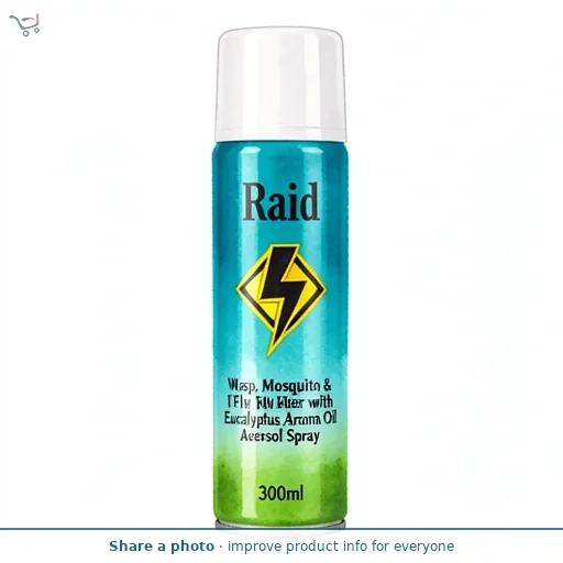 Raid Wasp, Mosquito & Fly Killer with Eucalyptus Aroma Oil Aerosol Spray 300ml