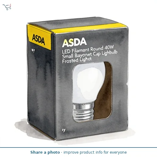 ASDA LED Filament Round 40W Small Bayonet Cap Frosted Lightbulb