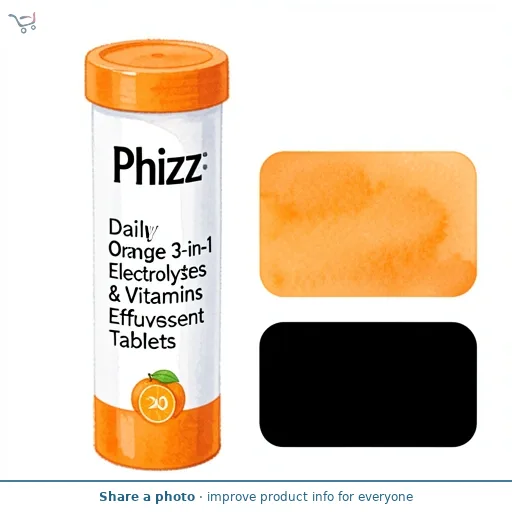 Phizz Daily 3-in-1 Hydration, Electrolytes & Vitamins Effervescent Tablets Orange x20 Tablets