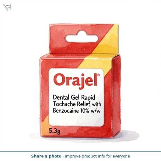 Orajel Dental Gel Rapid Toothache Relief, with Benzocaine 10% w/w 5.3g