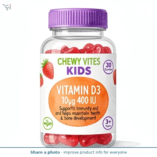 Chewy Vites Kids Vitamin D3 10µg 400IU 30 Gummies One a Day 3+ Years