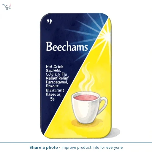 Beechams Hot Drink Sachets, Cold & Flu Relief with Paracetamol, Blackcurrant flavour, 5s