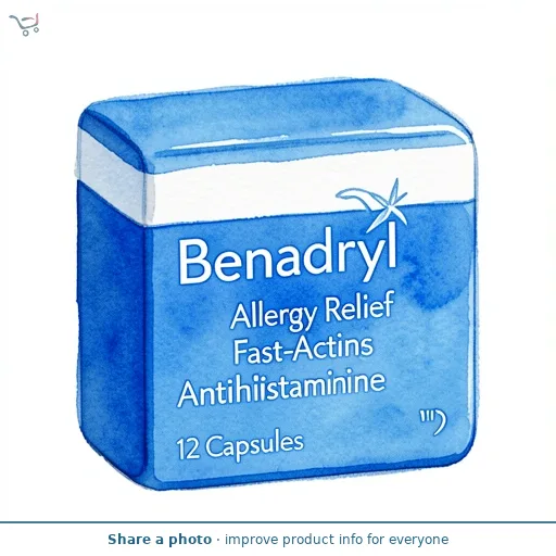 Benadryl Allergy Relief Capsules Fast Acting Antihistamine Capsules x12
