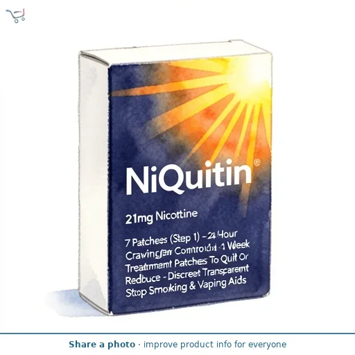 NiQuitin 21mg Nicotine 7 Patches (Step 1) - 24 Hour Craving Control - 1 Week Treatment Patches To Quit Or Reduce - Discreet Transparent Stop Smoking & Vaping Aids