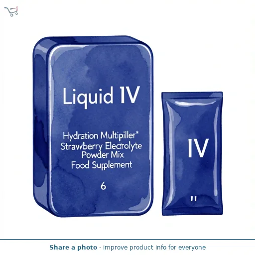 Liquid IV Hydration Multiplier Electrolyte Powder Mix Food Supplement Strawberry Sachets 6x16
