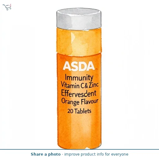 ASDA Immunity Vitamin C & Zinc Effervescent Orange Flavour 20 Tablets