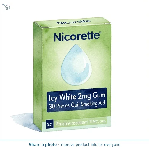 Nicorette Icy White 2mg Gum 30 Pieces Quit Smoking Aid