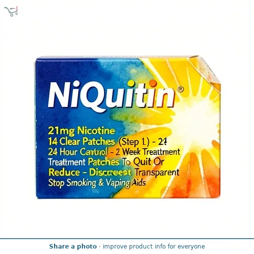 NiQuitin 21mg Nicotine 14 Clear Patches (Step 1) - 24 Hour Craving Control - 2 Week Treatment Patches To Quit Or Reduce - Discreet Transparent Stop Smoking & Vaping Aids