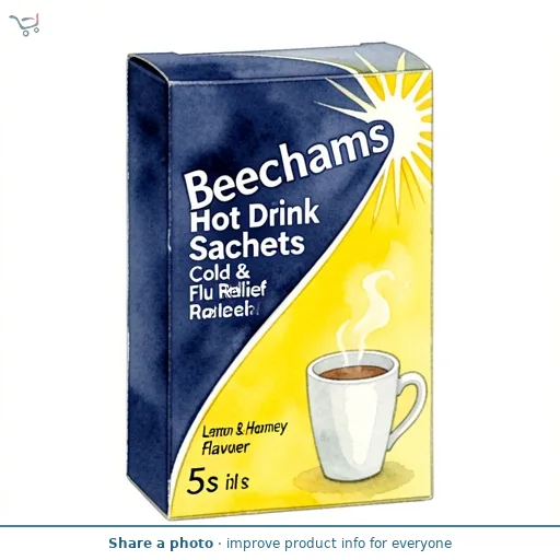 Beechams Hot Drink Sachets, Cold & Flu Relief with Paracetamol, Lemon & Honey flavour, 5s