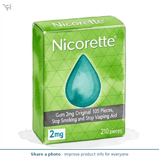 Nicorette Gum 2mg Original 105 Pieces, Stop Smoking and Stop Vaping Aid