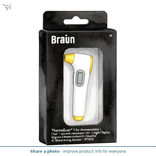 Braun ThermoScan® 3 Ear thermometer | Fast 1 second measurement | Audio fever indicator | Digital Display | Baby and infant friendly | #1 Brand among doctors1 | IRT3030