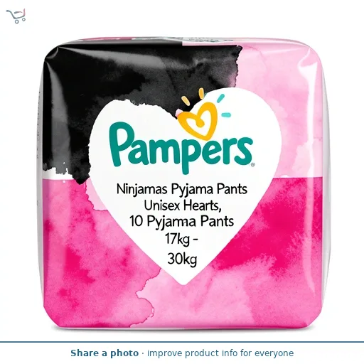Pampers Ninjamas Pyjama Pants Unisex Hearts, 4 - 7 Years, 10 Pyjama Pants, 17kg - 30kg