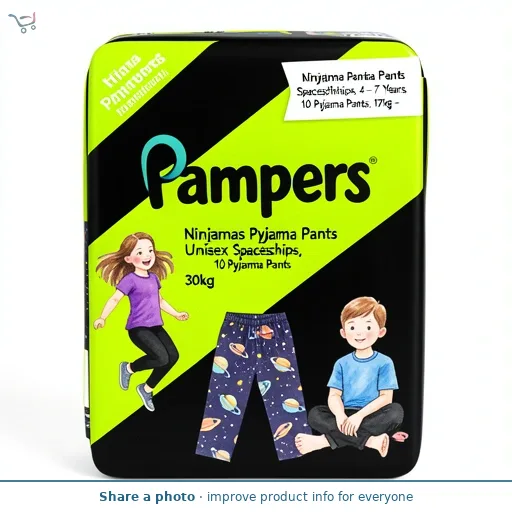 Pampers Ninjamas Pyjama Pants Unisex Spaceships, 4 - 7 Years, 10 Pyjama Pants, 17kg - 30kg