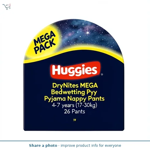 Huggies DryNites MEGA Bedwetting Pyjama Nappy Pants 4-7 years (17-30kg) 26 Pants