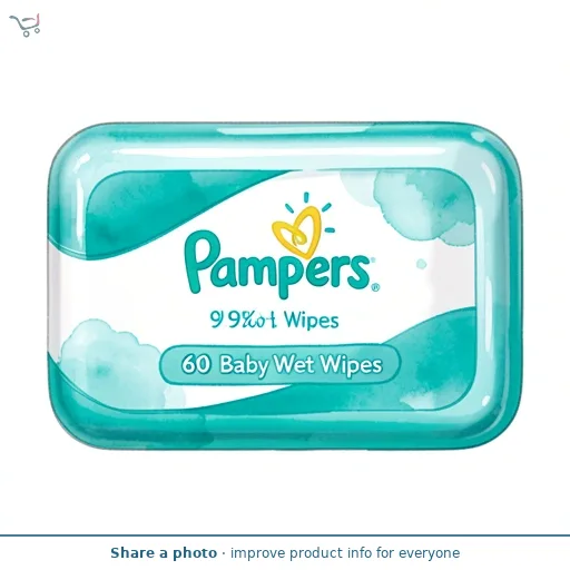Pampers 99% Water Baby Wipes, 60 Baby Wet Wipes