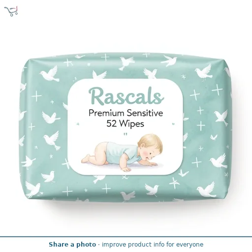 Rascals Premium Sensitive Wipes, 52 Count