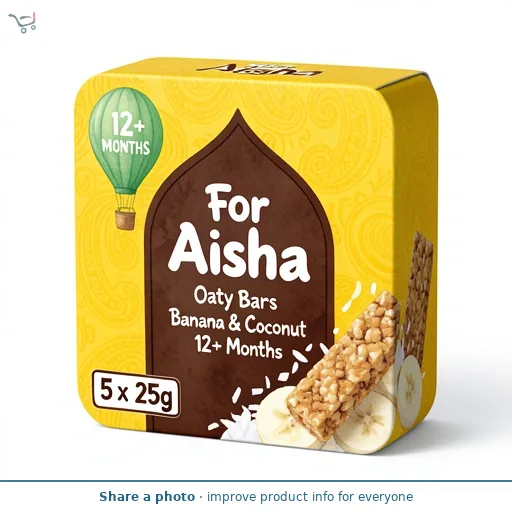 For Aisha Oaty Bars Banana & Coconut 12+ Months 5 x 25g