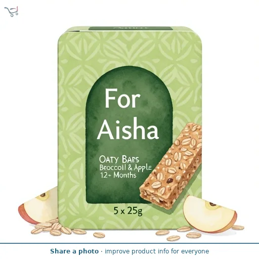For Aisha Oaty Bars Broccoli & Apple 12+ Months 5 x 25g