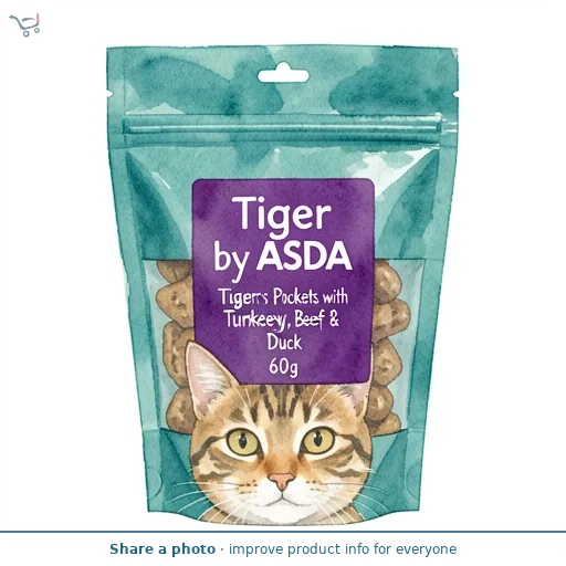 Tiger by ASDA Tiger Pockets with Turkey, Beef & Duck 60g