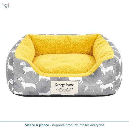 George Home Grey Sausage Dog Print Foam Dog Bed