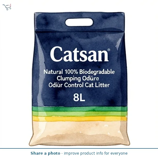 Catsan Natural 100% Biodegradable Clumping Odour Control Cat Litter 8L