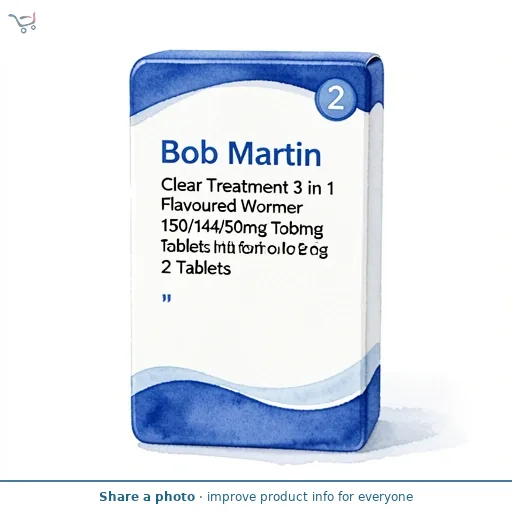 Bob Martin Clear Treatment 3 in 1 Flavoured Wormer 150/144/50mg Tablets for Dogs 2 Tablets