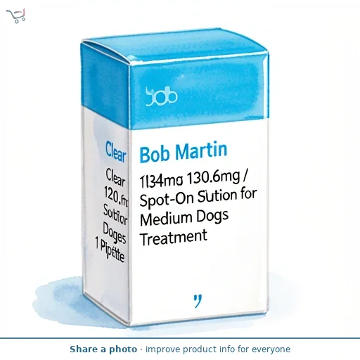 Bob Martin Clear Plus 134mg / 120.6mg Spot-On Solution for Medium Dogs Treatment 1 Pipette