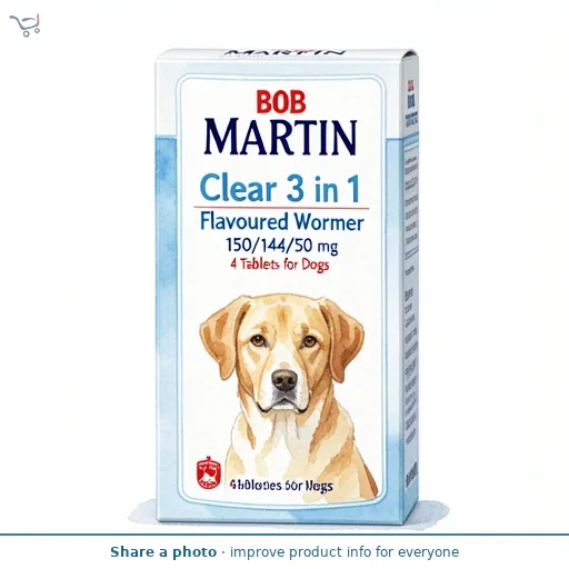 Bob Martin Clear 3 in 1 Flavoured Wormer 150/144/50 mg 4 Tablets for Dogs