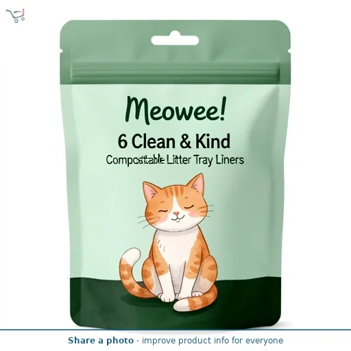 Meowee! 6 Clean & Kind Compostable Litter Tray Liners
