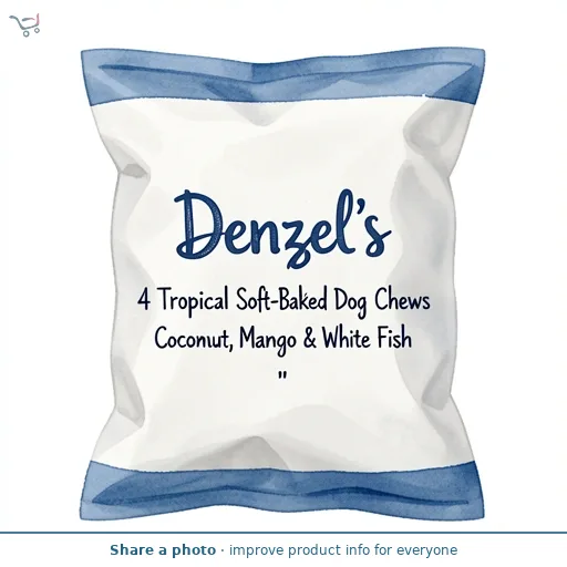 Denzel's 4 Tropical Soft-Baked Dog Chews Coconut, Mango & White Fish