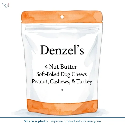 Denzel's 4 Nut Butter Soft-Baked Dog Chews Peanut, Cashews, & Turkey