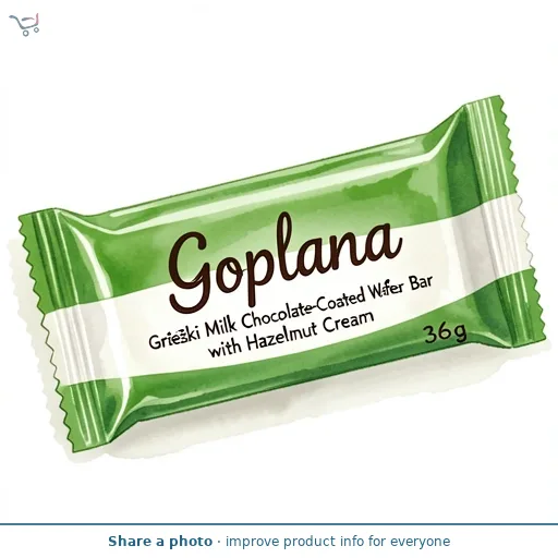 Goplana Grześki Milk Chocolate-Coated Wafer Bar with Hazelnut Cream 36g